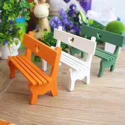 Wood Mini Bench Micro Landscape Dollhouse Bench Ornament Miniature Landscape Craft DIY Patio Lawn Fairy Garden Sculptures Bench