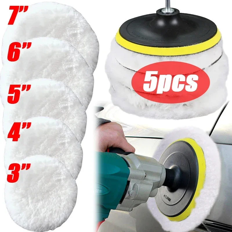 Universal Car Polish Pad 3/4 /5/6/7 Inch Soft Imitated Wool Polishing Disc Car Body Waxing Polisher Auto Cleaning Care Tools