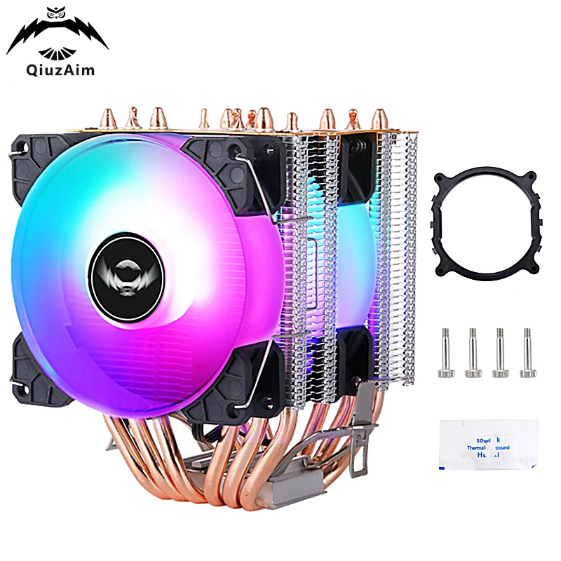 

QiuzAim Air-cooled Radiator PC Processor CPU Cooling Fan x79 x99 Twin Towers 6 Heat Pipe Installing LGA2011 E5 2066 AMD AM4 AM3