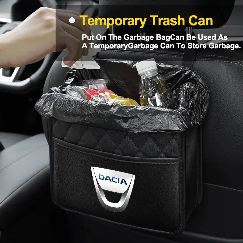 

new Car Backseat Organizer Multifunction Leather Interior Hanging Storage Bag For Dacia Logan Sandero Lodgy Dokker Stepway Mcv 2