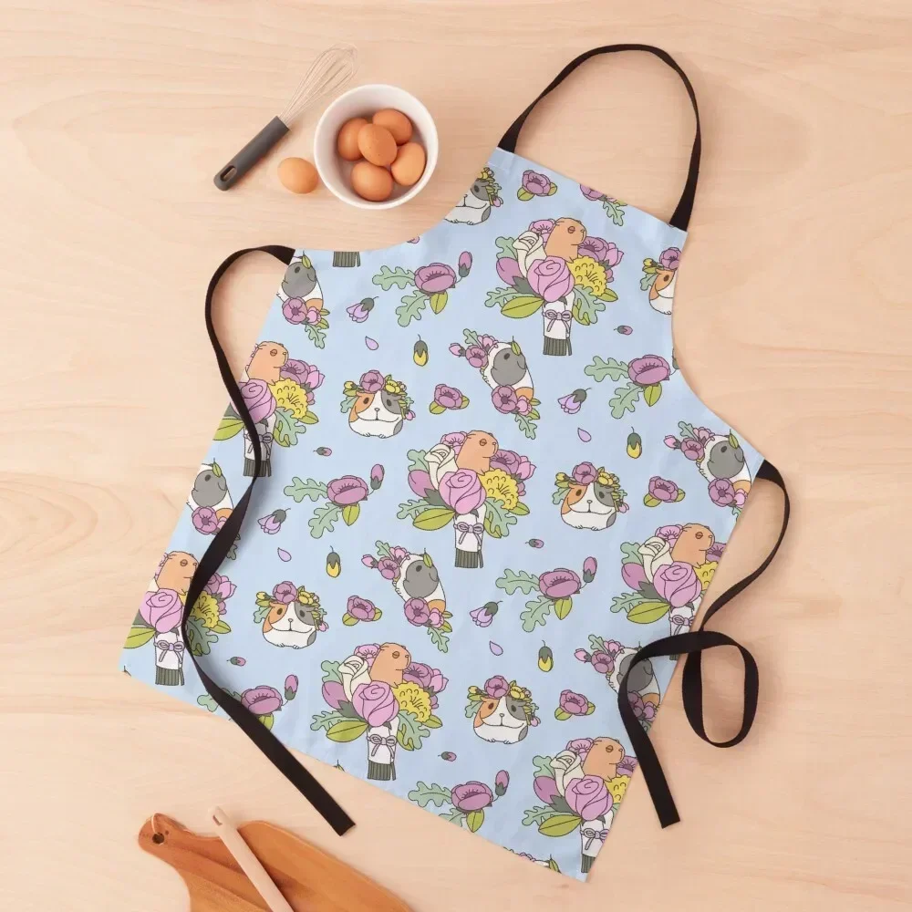 

Flowers and Guinea pig pattern, spring floral Pattern Apron For Cosmetologist Barber Chef Uniform Home Cleaning Apron
