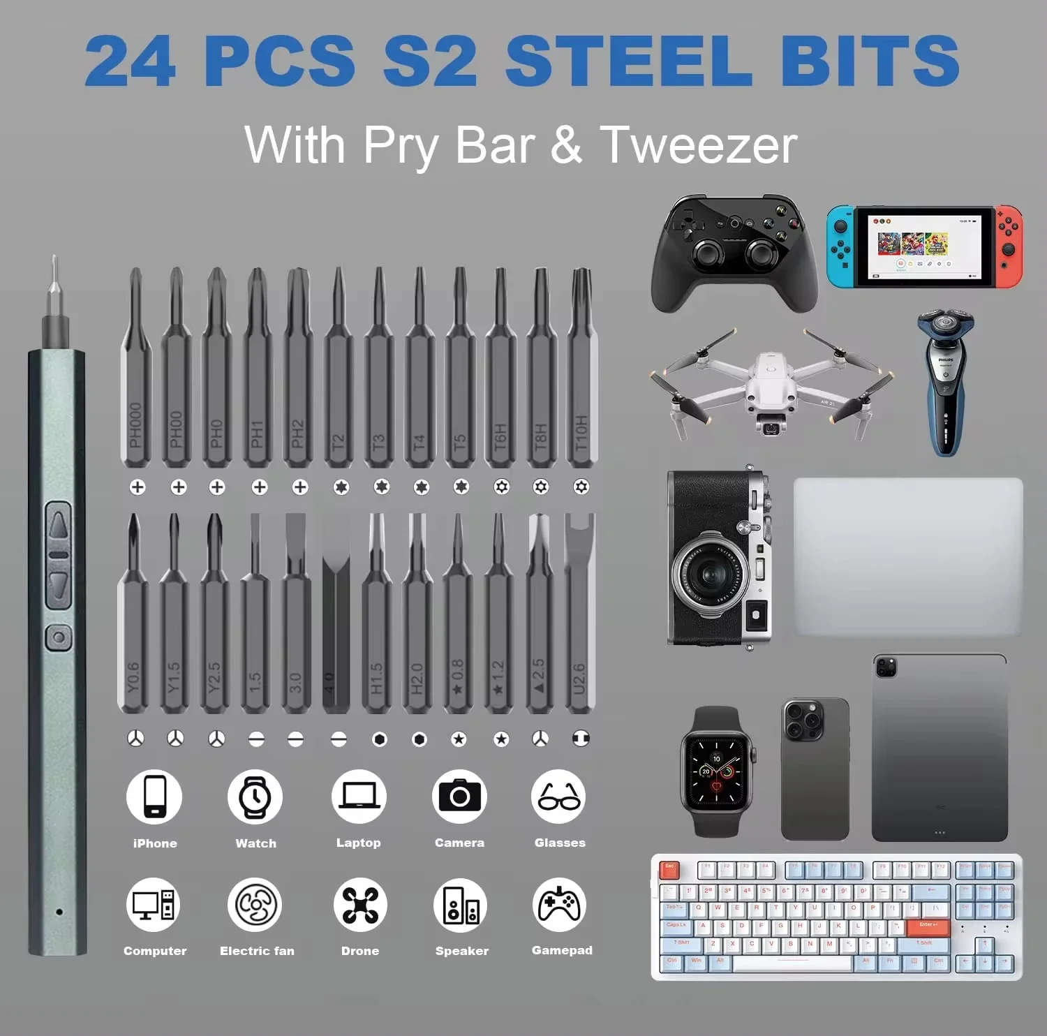 Precision Electric Screwdriver Set Magnetic Phillips Torx Screw Driver Bits Power Repair Tools Cordless Electric Screwdriver