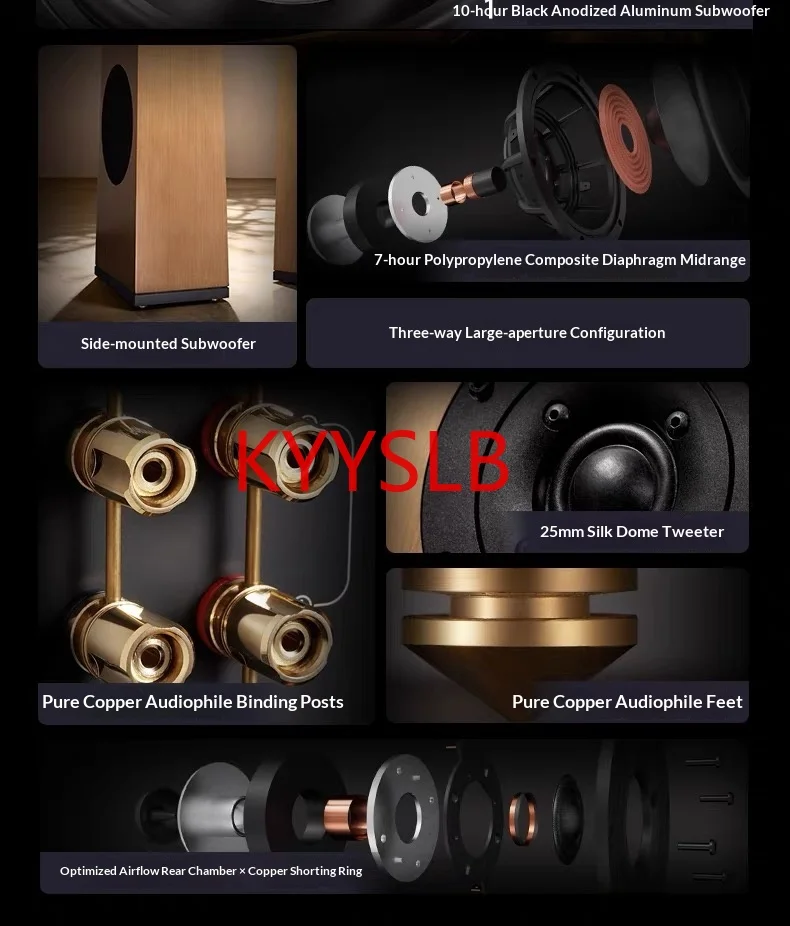 200W 10-inch Home-use Three-way Speaker with Passive Subwoofer High-end High-fidelity Floor-standing Speaker for Audiophiles