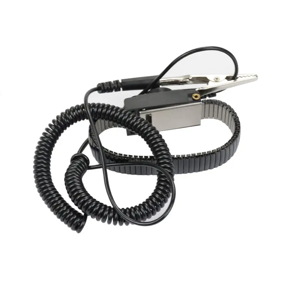 Metal Black Grounding Electricity Bracelet Adjustable Band ESD Wrist Strap Anti Static
