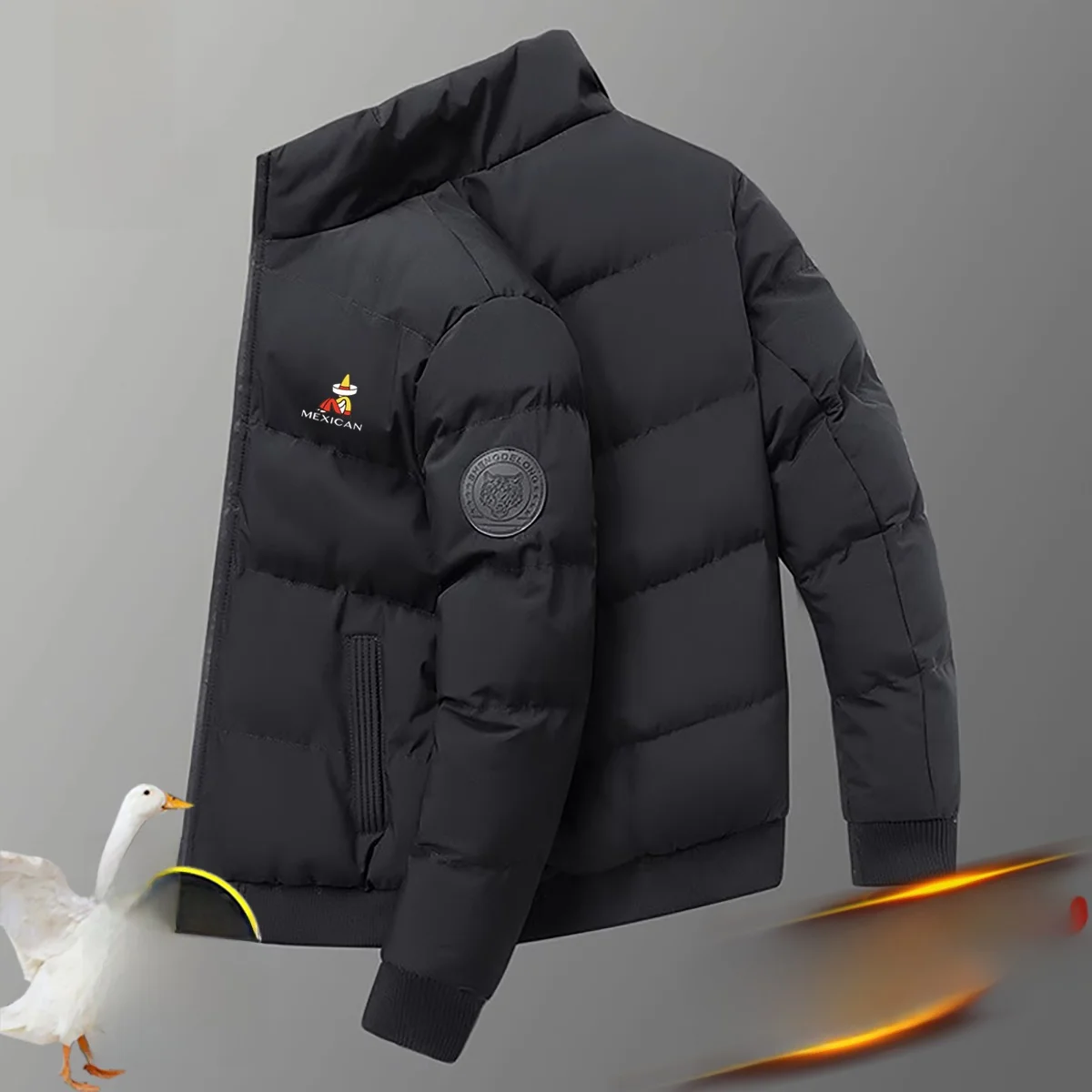 

Men's Thiened down Cotton Jaet 2025 Winter New Faion Anti-Wind Warm Cotton Coat Casual Sle Pure Color for Daily Wear