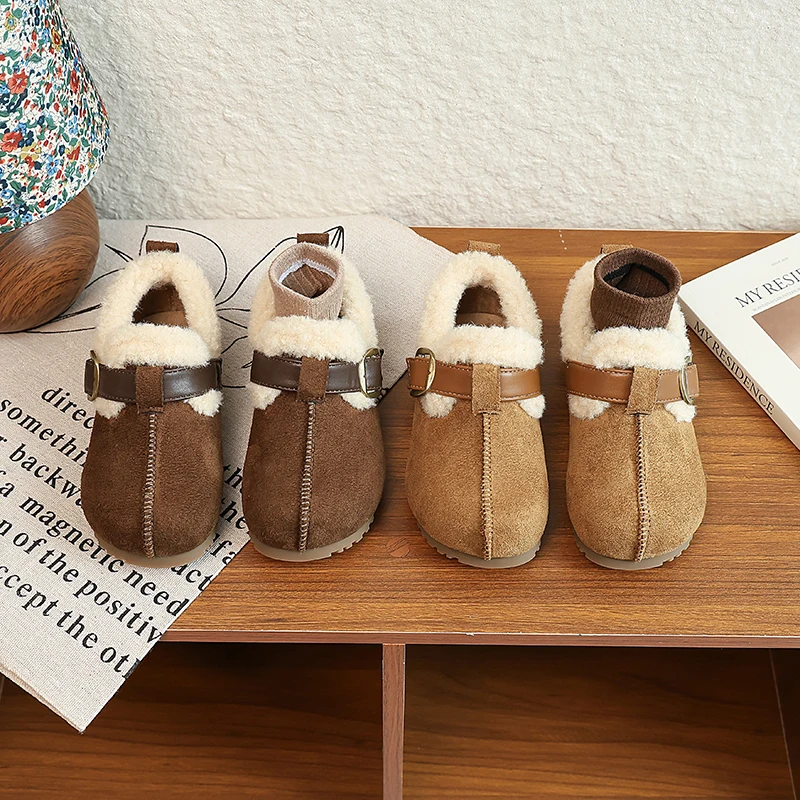 

Children Casual Shoes for Girls 2025 Winter New Fashion Korean Style Soft Bottom Anti-slippery Versatile Keep Warm Simple Mules