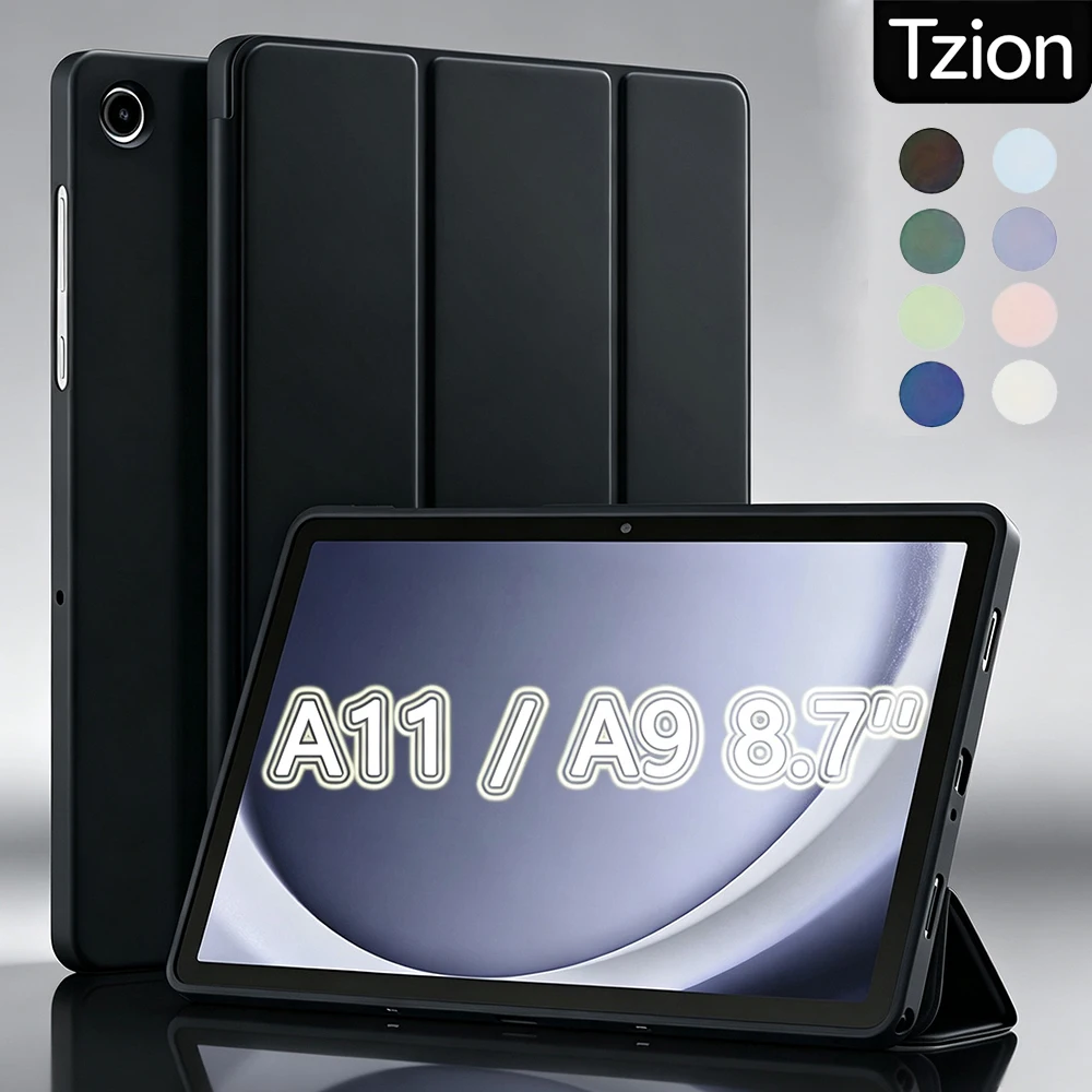 For Samsung Galaxy Tab A9 A11 8.7 2023 2025 SM-X110 SM-X115 SM-X117 SM-X133 X135 Flip Stand Cover Soft Silicone Back Tablet Case
