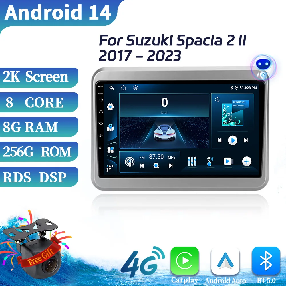 

Car Radio Multimedia Video GPS For Suzuki Spacia 2 II 2017-2023 Android 14 Navigation Autoradio Wireless BT Carplay Touch Screen