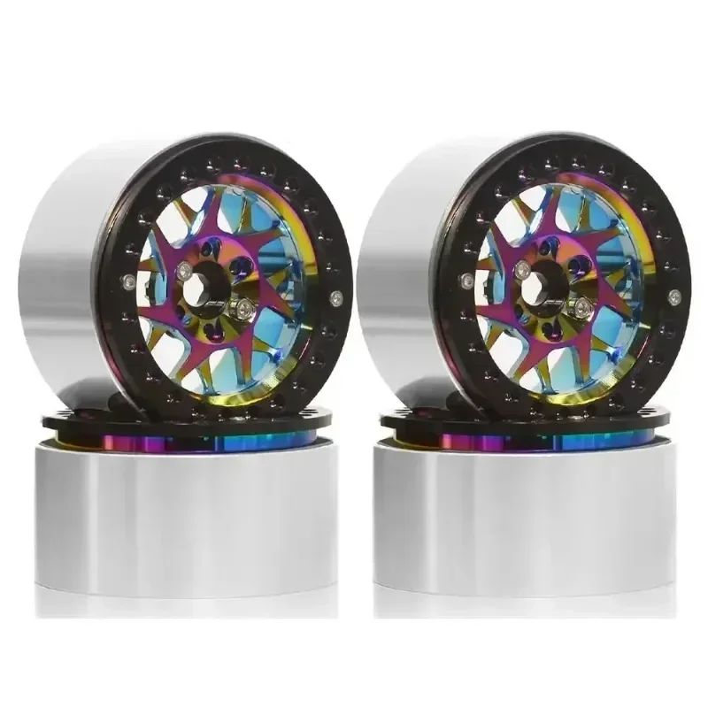 

4pcs Rainbow 1.9/2.2 Beadlock Wheel Rim Colorful Aluminum Wheels for 1/10 RC Crawler SCX10 TRX4 TRX6 Gen8