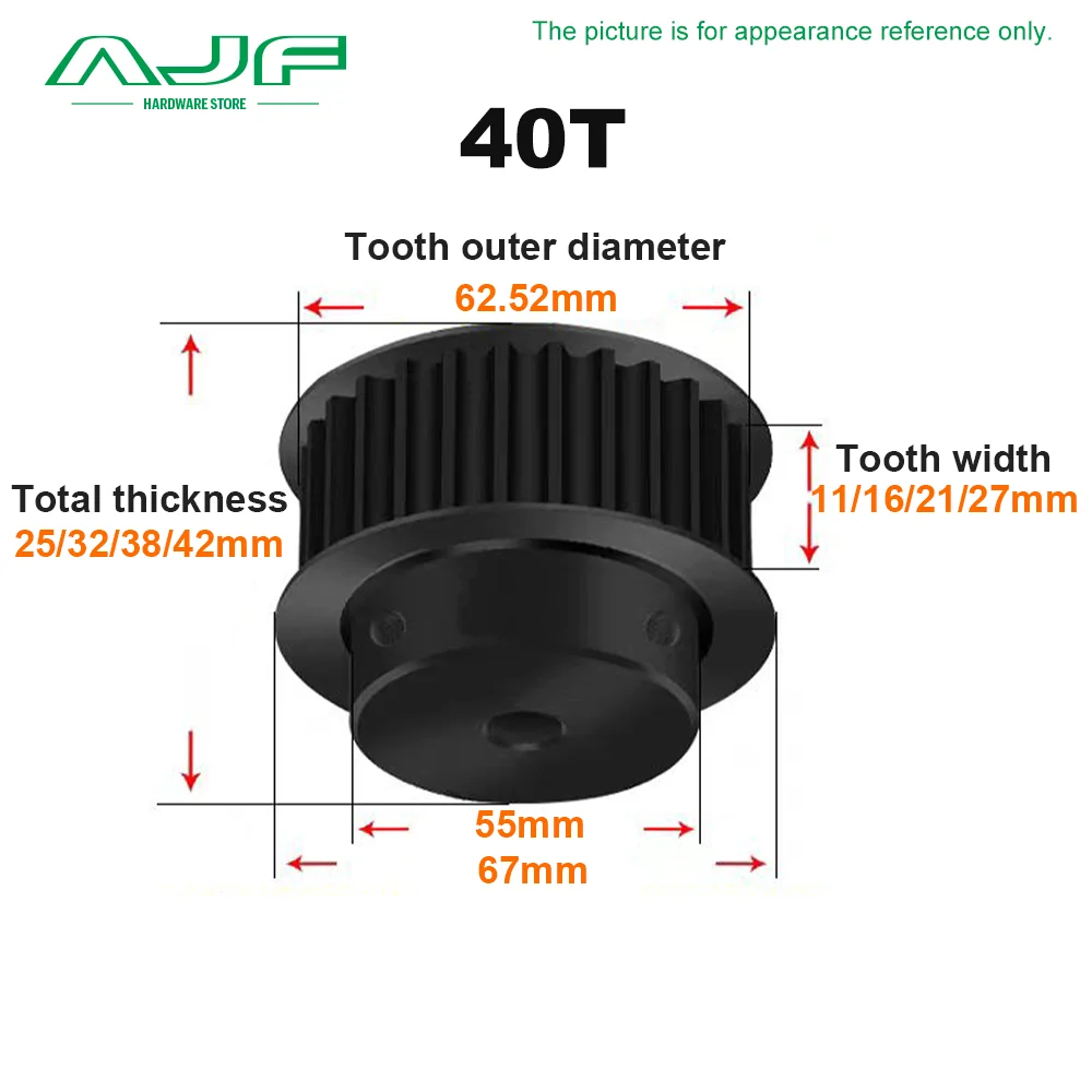 40T 44Teeth HTD 5M Black Steel Timing Pulley BF Type 5M Synchronous Wheel for Belt Width 10/15/20/25mm Bore 8-30mm Ptich 5mm