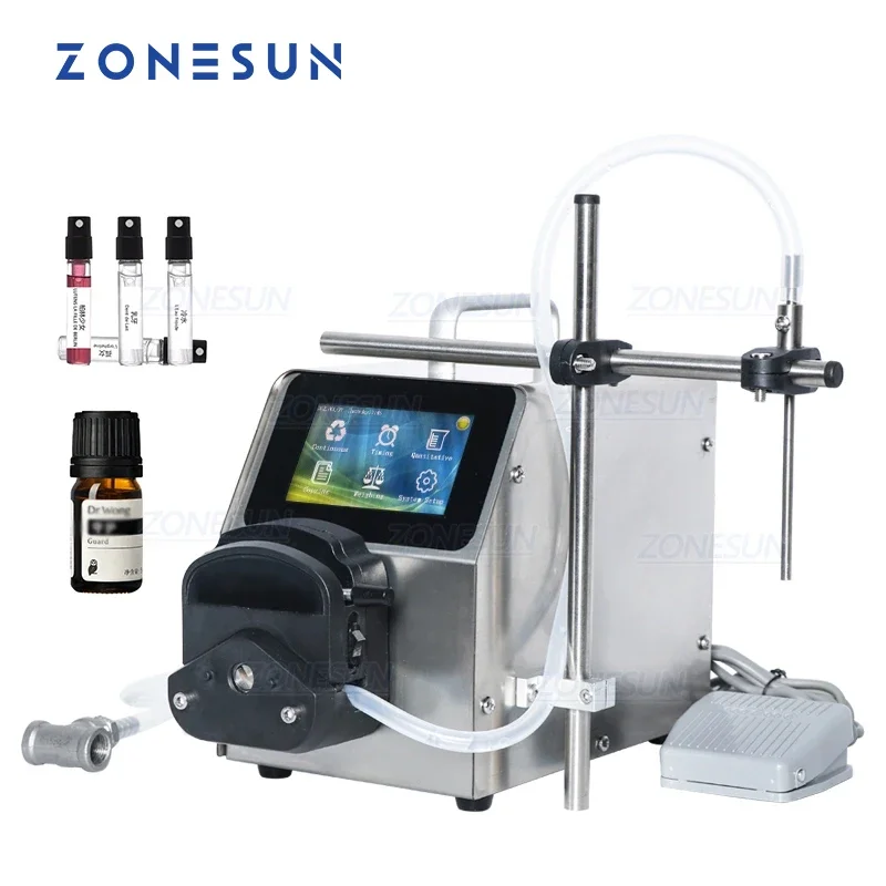 ZONESUN Semi Automatic Filling Machine CNC Drinking Essential Oil Beverage Peristaltic Pump Filler Milk Perfume Cosmetic Bottle