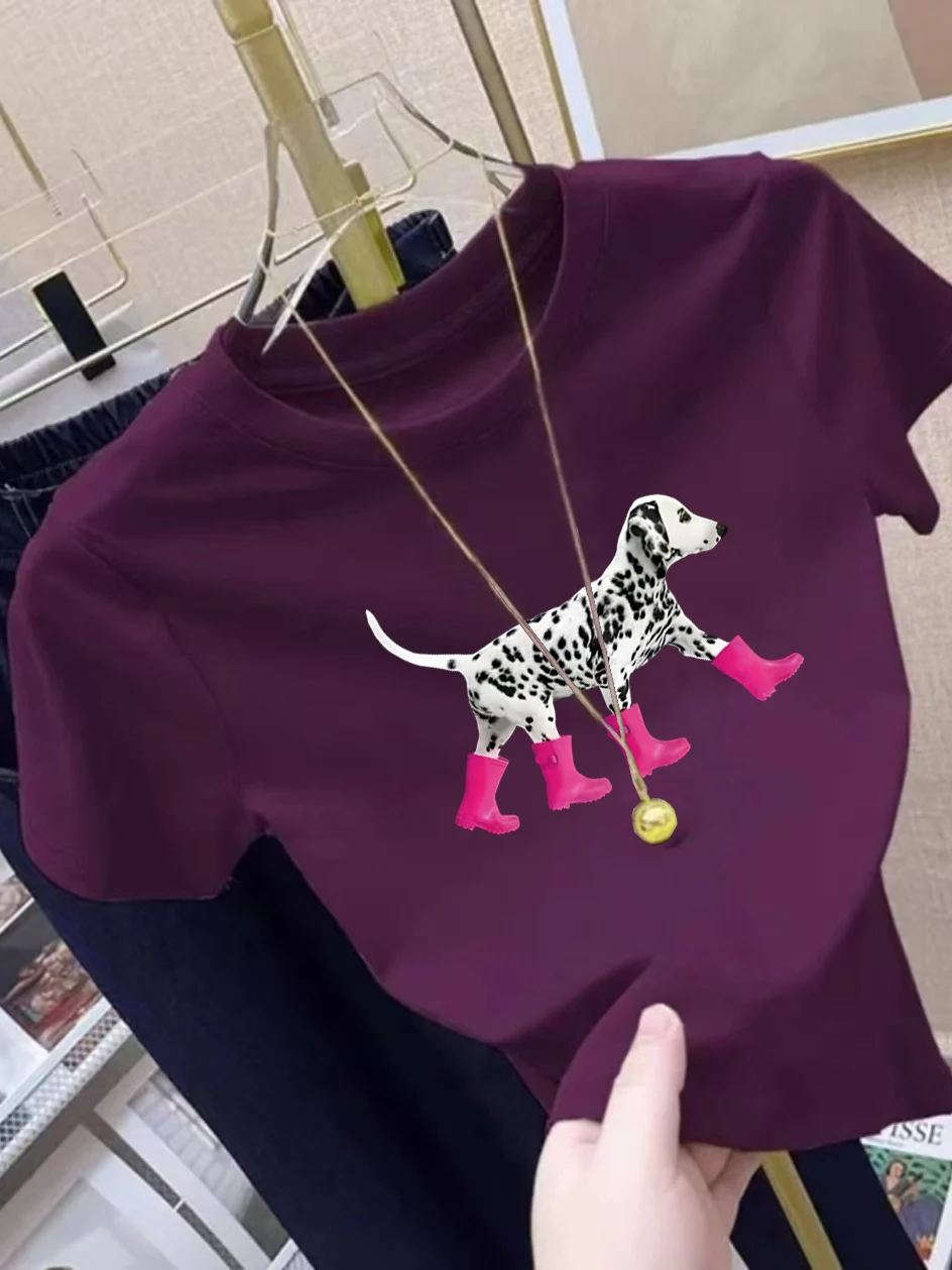 

Outlet~American Spot Dog ort Sve T-irt Women Summer Retro Design oulder on Top Cotton Casual Faion Korean Sle