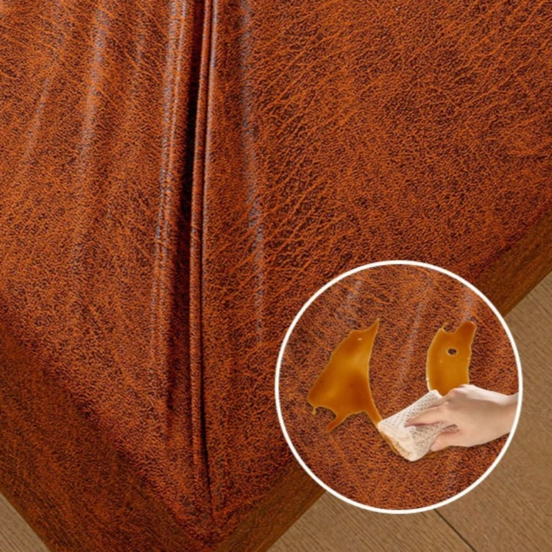 Elastic Faux Leather Bed Frame Cover Set Removable Headboard Cover Bed Skirt Cover Old Bed Renovation Protector for Home Decor