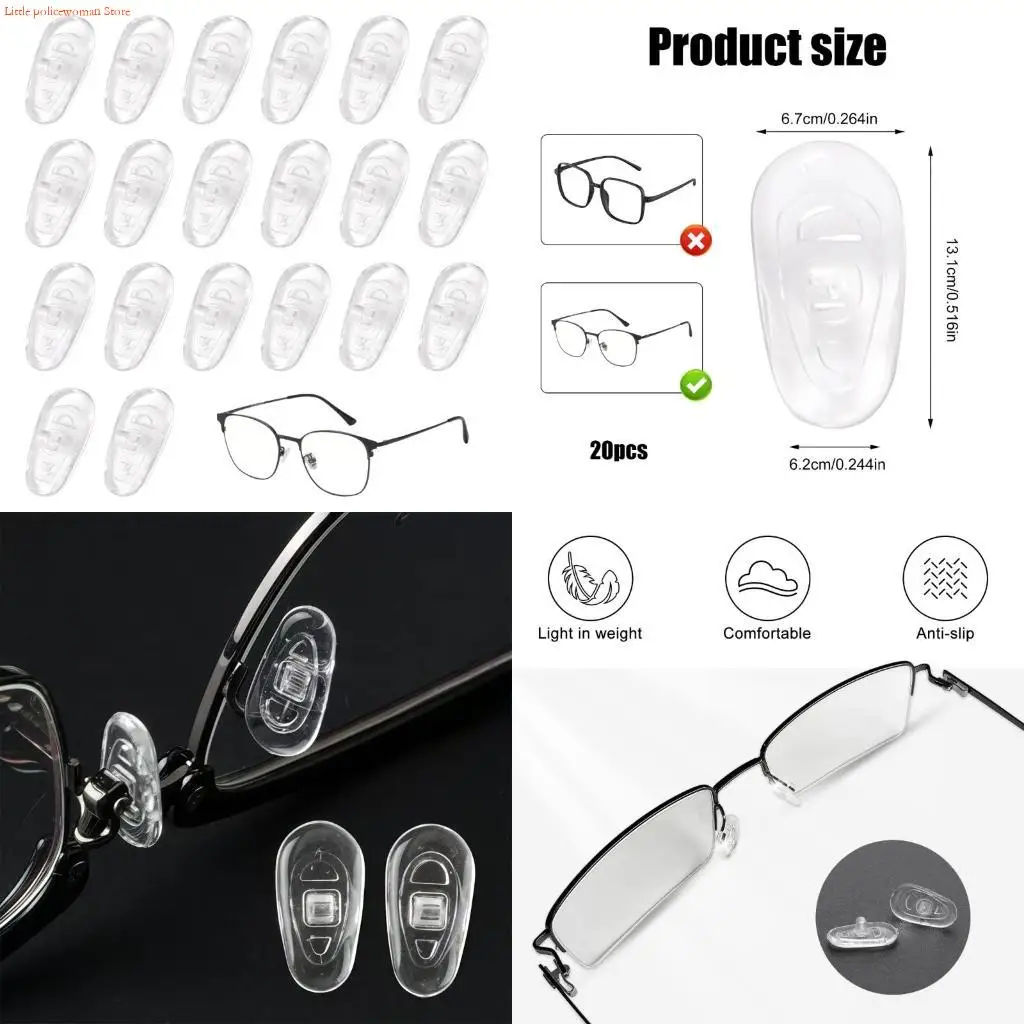 

F92D 20Pcs Comfortable Eyewears Nose Pad G14 Compatible Flexible Silicone Cushions