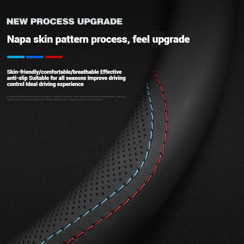 Protector de cuero transpirable para volante de coche, antideslizante, 38Cm, para Mazda 23 CX5 CX30 CX8 CX3 Mazda2 6 5 CX9 BT50 MX5, accesorios para coche