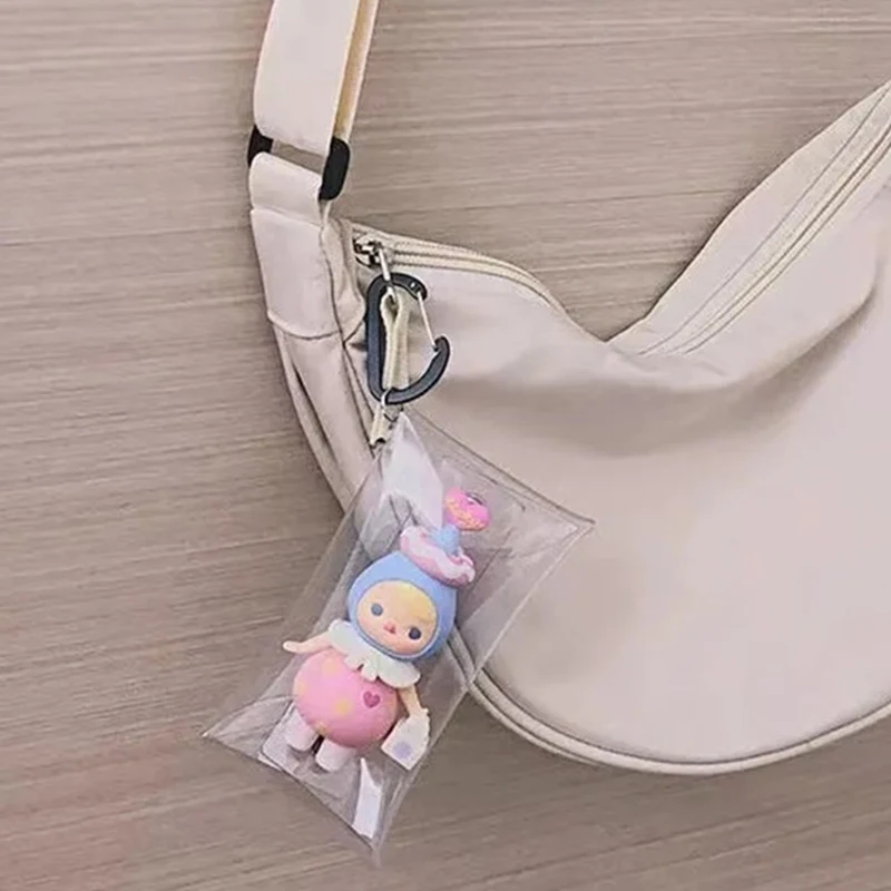 Mini bolsa de exhibición de muñeca de Anime, monedero transparente, llavero colgante, bolsa cuadrada, organizador de llaves, lápiz labial, auriculares, bolsa de almacenamiento