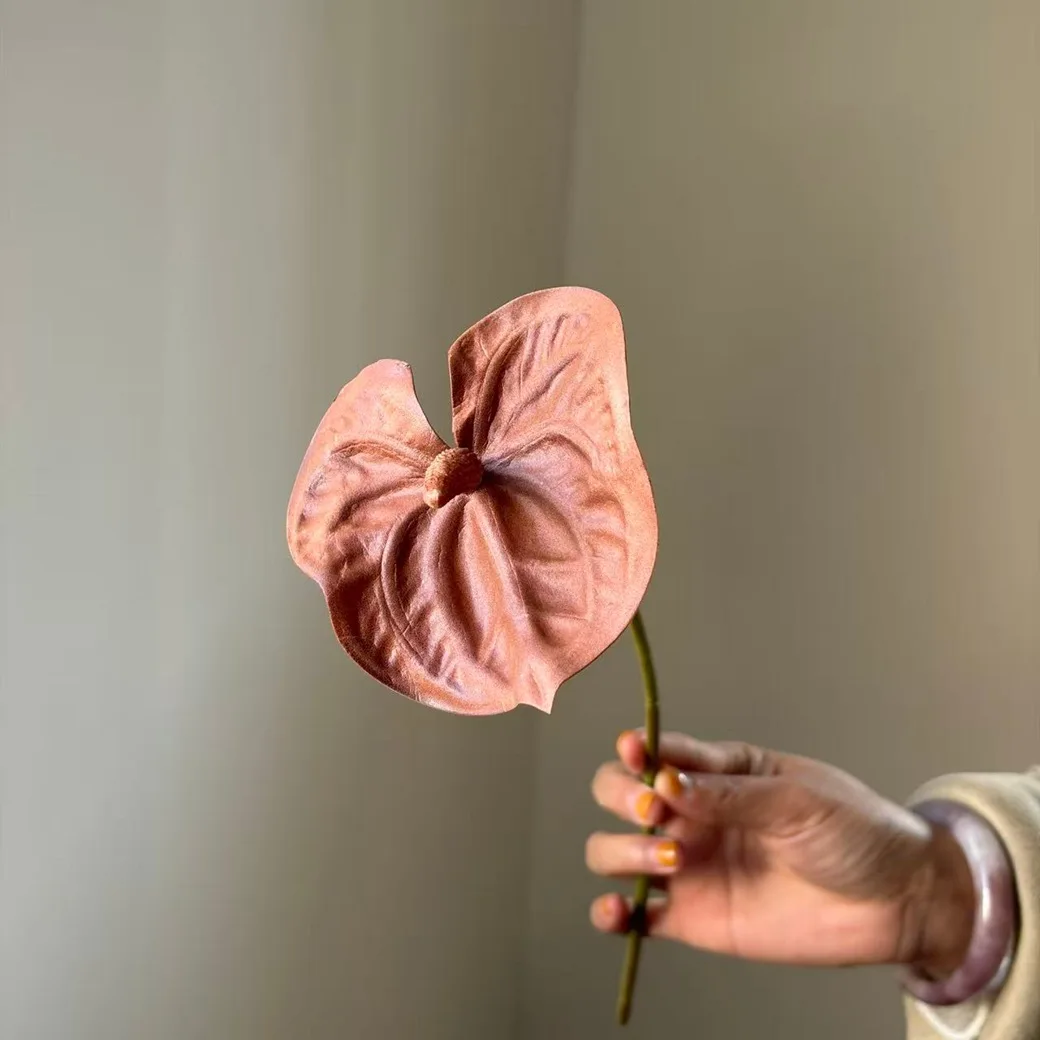 

10Pcs Artificial Pu Anthurium Flowers Wedding Decor Fake Flowers Red Plam Home Decoration Accessories Party Table Floral Layout