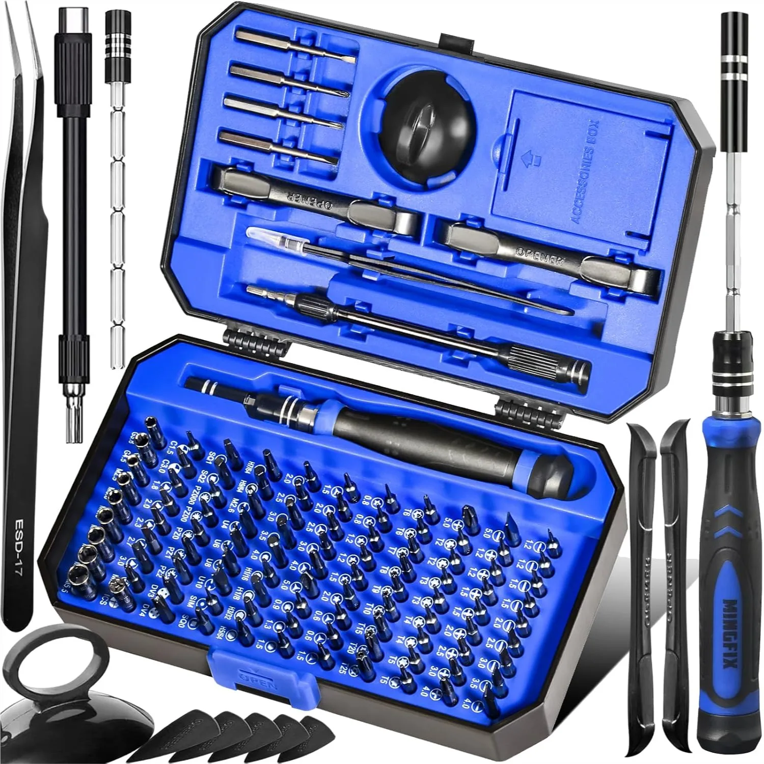 

Precision Screwdriver Set With 103 Multi Bits, 115 In 1 Small Magnetic Repair Tool Kit For MacBook Laptop PC Computer iPhone Electronics PS5 PS4 Nintendo Switch Xbox Watches Eye Glasses