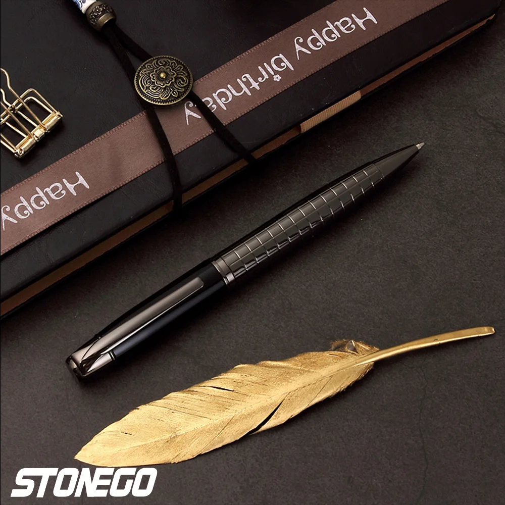 STONEGO Classic Luxury Ink Ballpoint Pen, Black Ink Medium Point 1.0mm Smooth Writing Metal Ball Point Pen Signature Pen