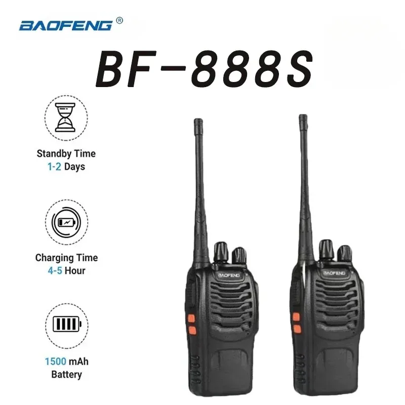 2 uds Baofeng BF-888S Walkie Talkies de mano recargable 5W UHF 400-470MHz 16 canales canales de comunicación Radios bidireccionales