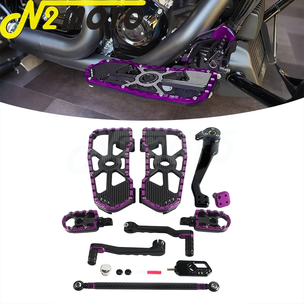 Motorcycle Driver Passenger Floorboards Shift Linkage Lever Brake Arm Pedal Footrest Kit For Harley Touring Road Glide 2014-2026