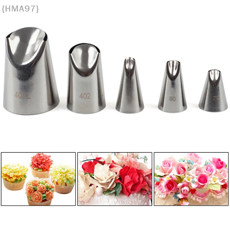 

5pcs Petal Stainless Steel Icing Piping Nozzle Cream Tips Cake Cream Pastry Tool