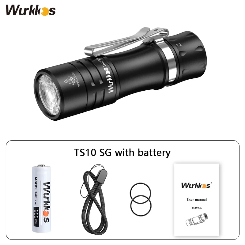 

Wurkkos TS10 SG Mini Torch 1650LM Poweful EDC Flashlight 14500 IP68 Waterproof Pocket Flashlight with 3*RGB Aux LEDs Anduril 2.0