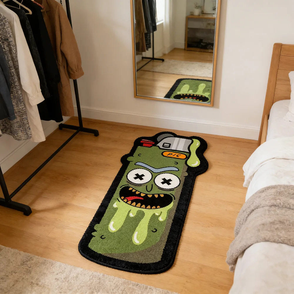 Trendy Cartoon Lighter Shaped Rug Quirky Creative Home Decor Carpet for Living Room Bedroom Bedside Floor Mat Soft Washable Rugs