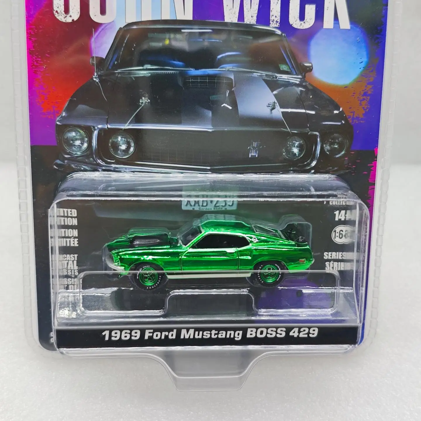 GreenLight 1:64 John Wick (2014) -1969 Mustang Boss 429 modelo de coche de simulación aleación Mini juguete exhibición ornamento regalo