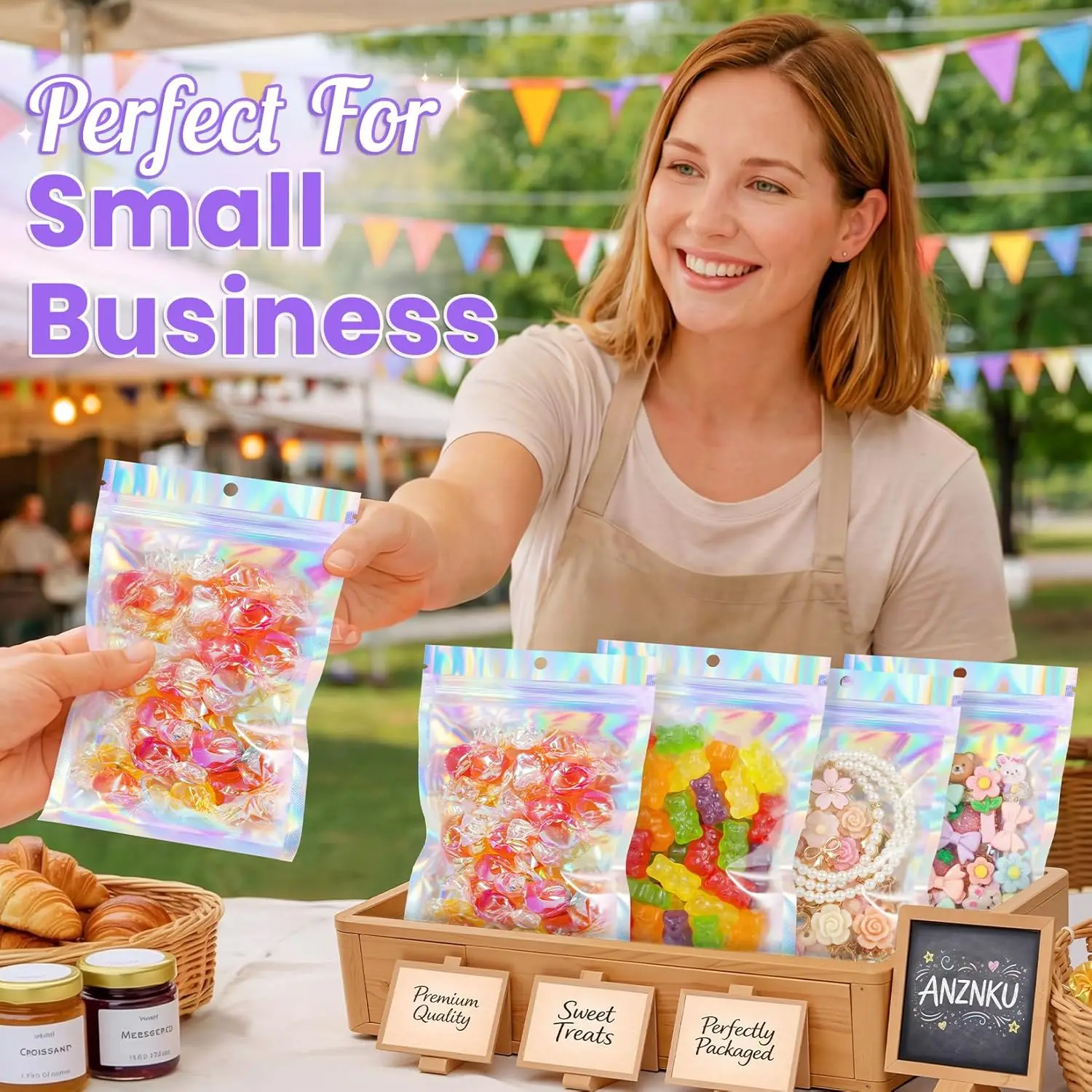 10-100pcs Rainbow Self Sealing Bags Laser Film Pouches for Food Storage Party Favors Snacks Candies Jewelry Waterproof Bags