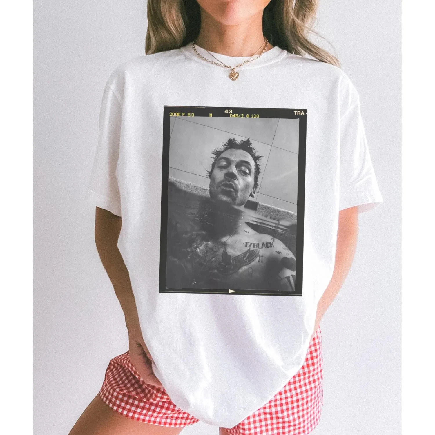 Retro Photo Printed T-shirt for Women, Retro Portrait Pattern T-shirt, Casual Short Sleeved Cotton T-shirt, Street Wear Top