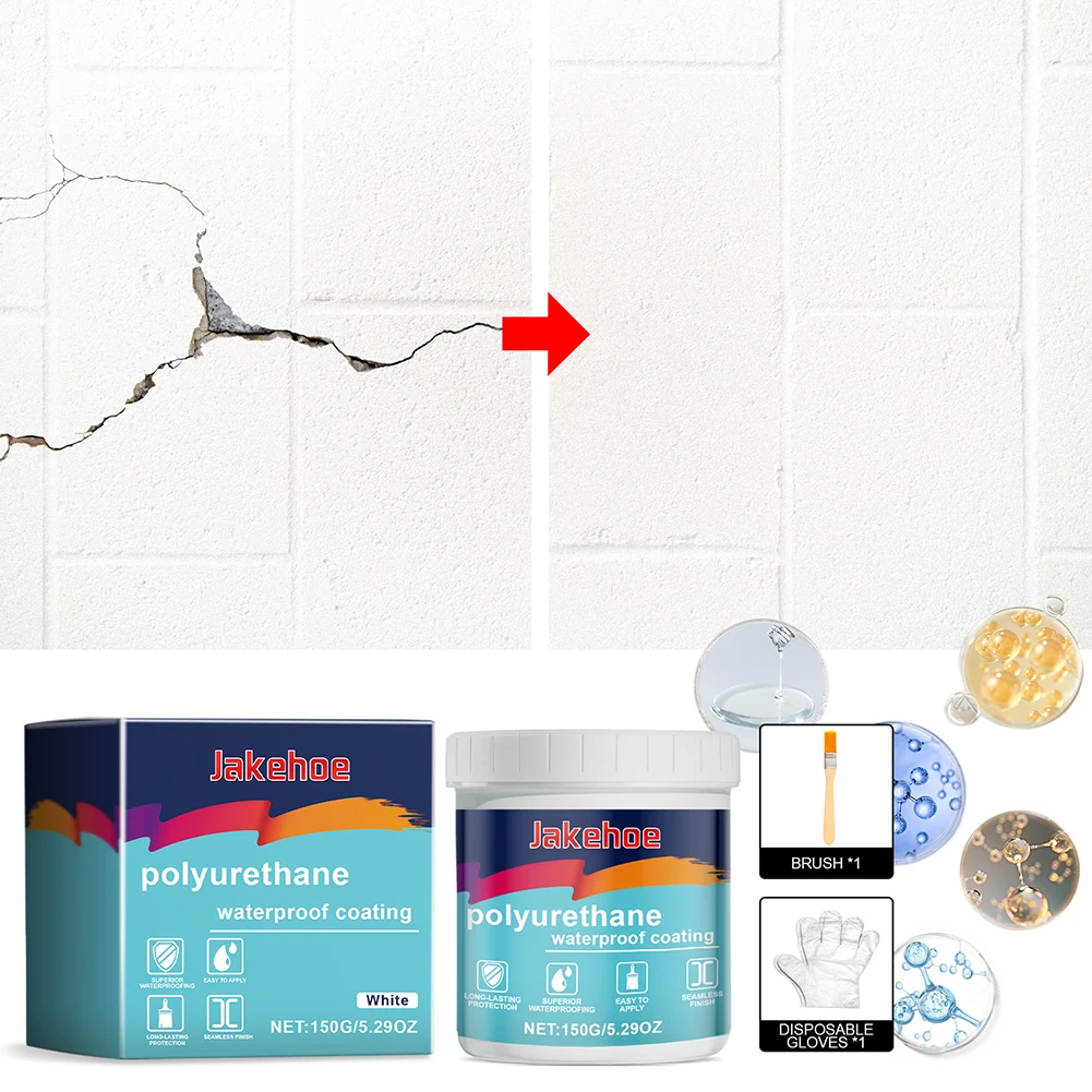 

150g White Waterproofing Patch Coating Cream Waterproof Insulation Sealant Emulsion Wall Toilet Pipe Leak Proof Repair Paste