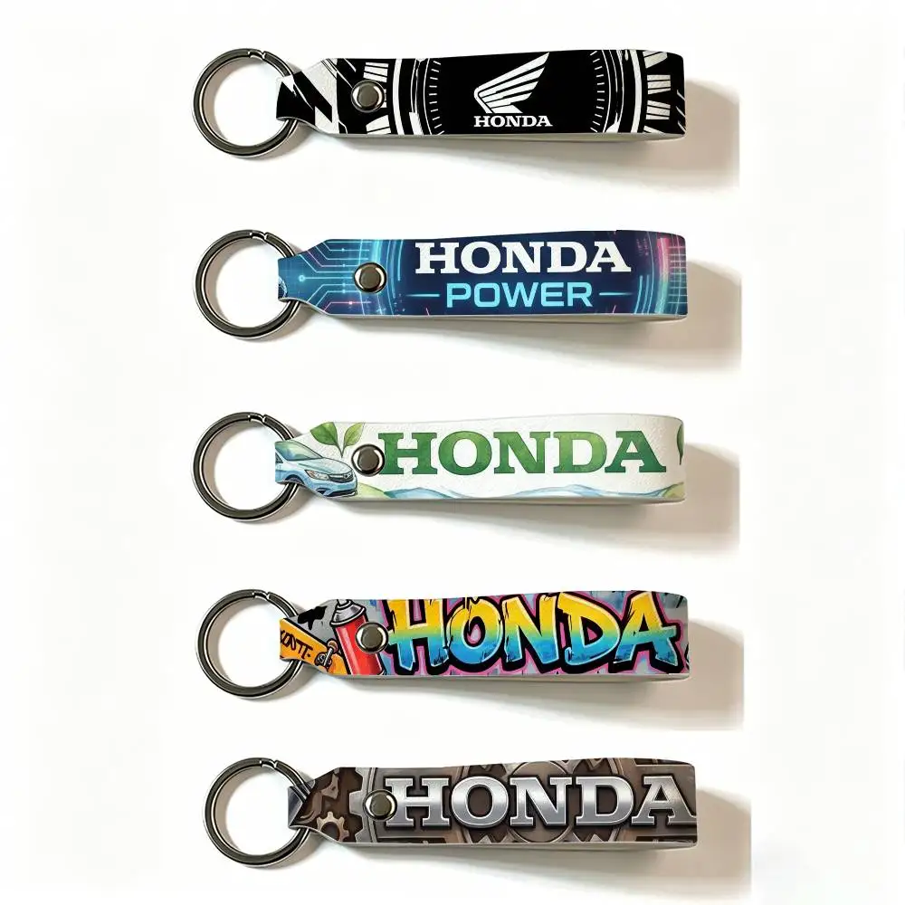 

FOR HONDA RACING RIDE PU Leather Keychain Minimalist Key Holder Durable Key Organizer Car Keys Bag Accessories Gift