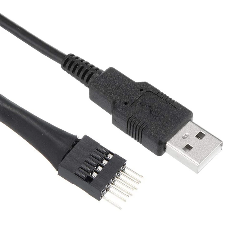 2Pcs 20Cm 9 Pin Male To External USB A Male PC Mainboard Internal Data Extension Cable