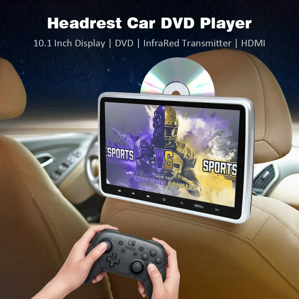 10 Inch Monitor DVD Headrest Car Rear Seat Child Rear Car Screen TV DVD Player Kids Head Rest Monitor Media Player