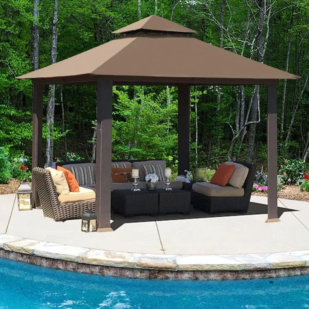 

12x12 feet Titan Patio Outdoor Garden Backyard Gazebo with Ventilation and 5 Years Non-Fading,Cocoa