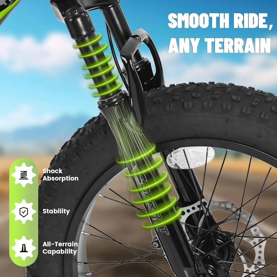 Ecarpat 20 24 26 بوصة دراجات جبلية بإطارات سميكة 7 سرعات مع فرامل قرصية ميكانيكية تعليق أمامي للرجال والنساء لجميع التضاريس