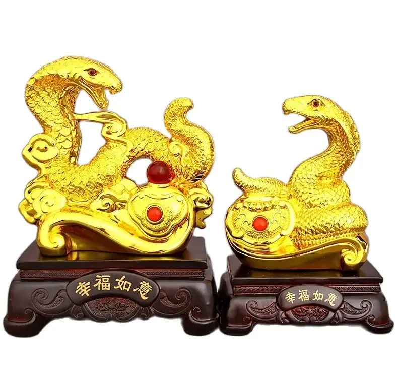 

2025 New Golden snake bank feng shui bank statue oversized children's birthday presents cute creative crafts home decoration