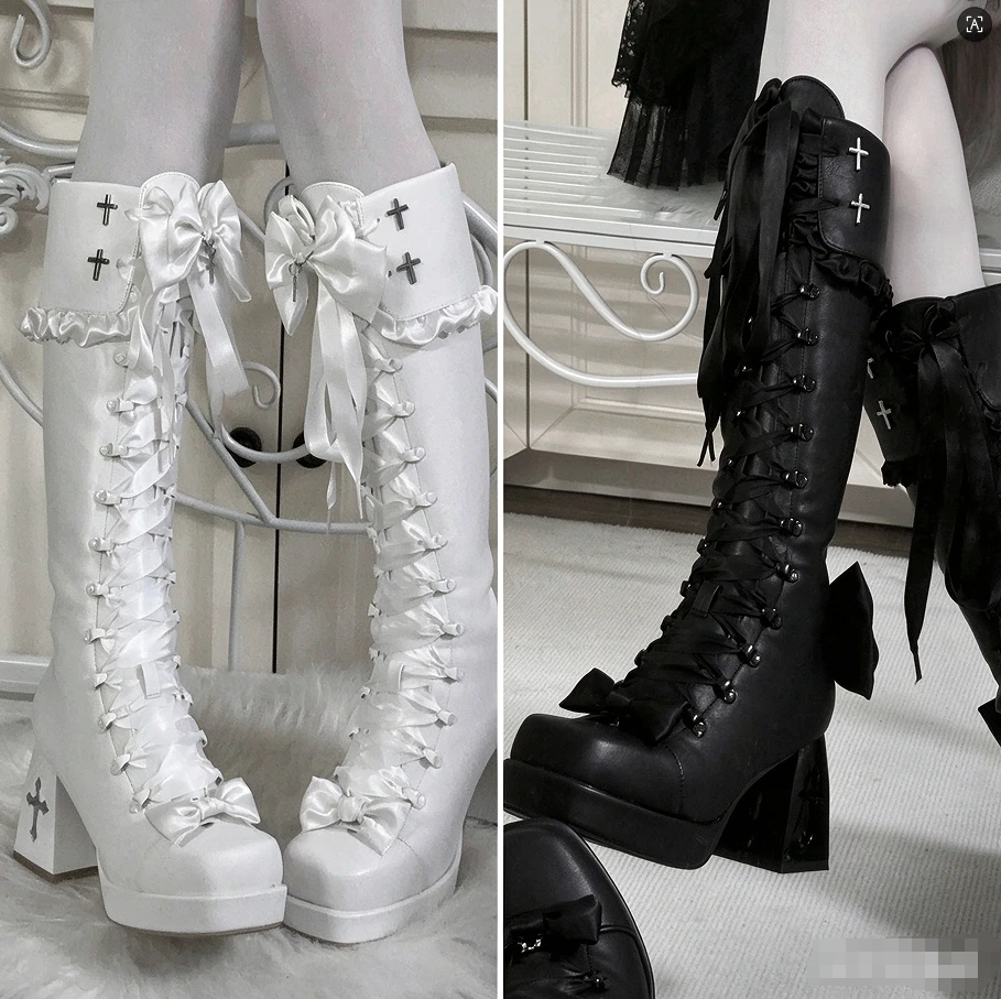 Original Subculture Gothic Tall Boots Fashion Punk Versatile Thigh High Boots Women Streetwear Sweet Cool Long Boots Footwear