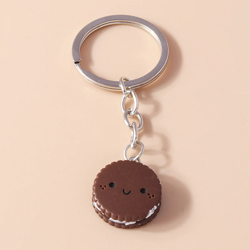 Lovely Cartoon 3D Food Keychains Donut Cookies Chocolate Ice Cream Key Ring for Car Key Holder Handbag Pendant DIY Jewelry Gifts