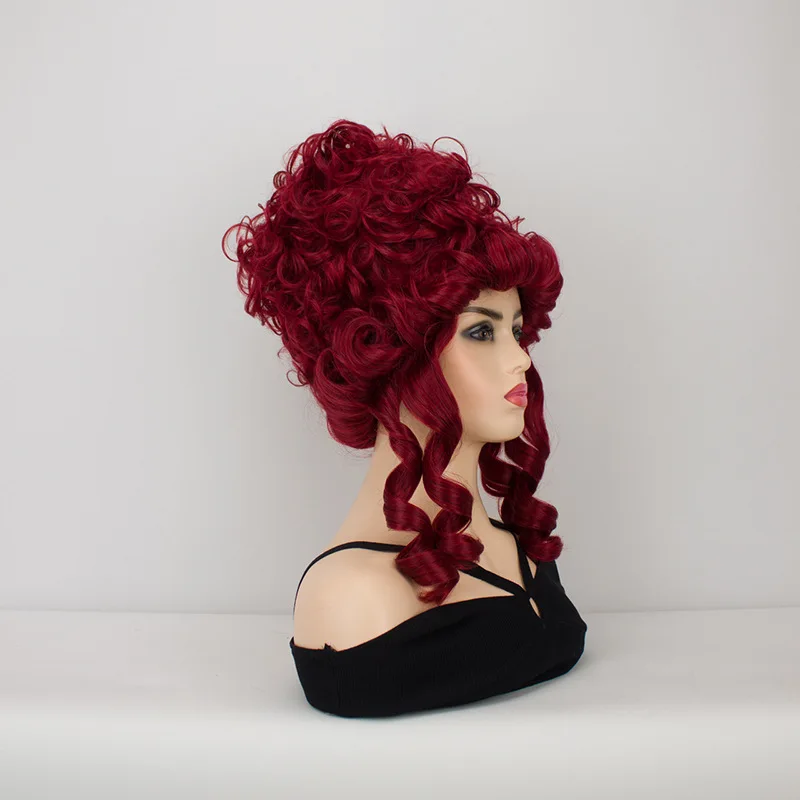 Classic 18th Century Wig Queen Curly Vintage Wig for Women Cosplay Role Play Medium Length Red Synthetic Hair Accessories