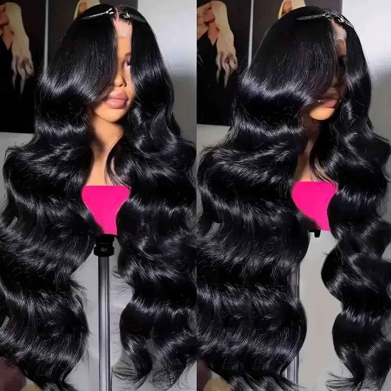 Rosabeauty Body Wave Nature Color 13X6 HD Transparent Lace Frontal Wig 13X4 Front Human Hair Glueless Wig 250% Density