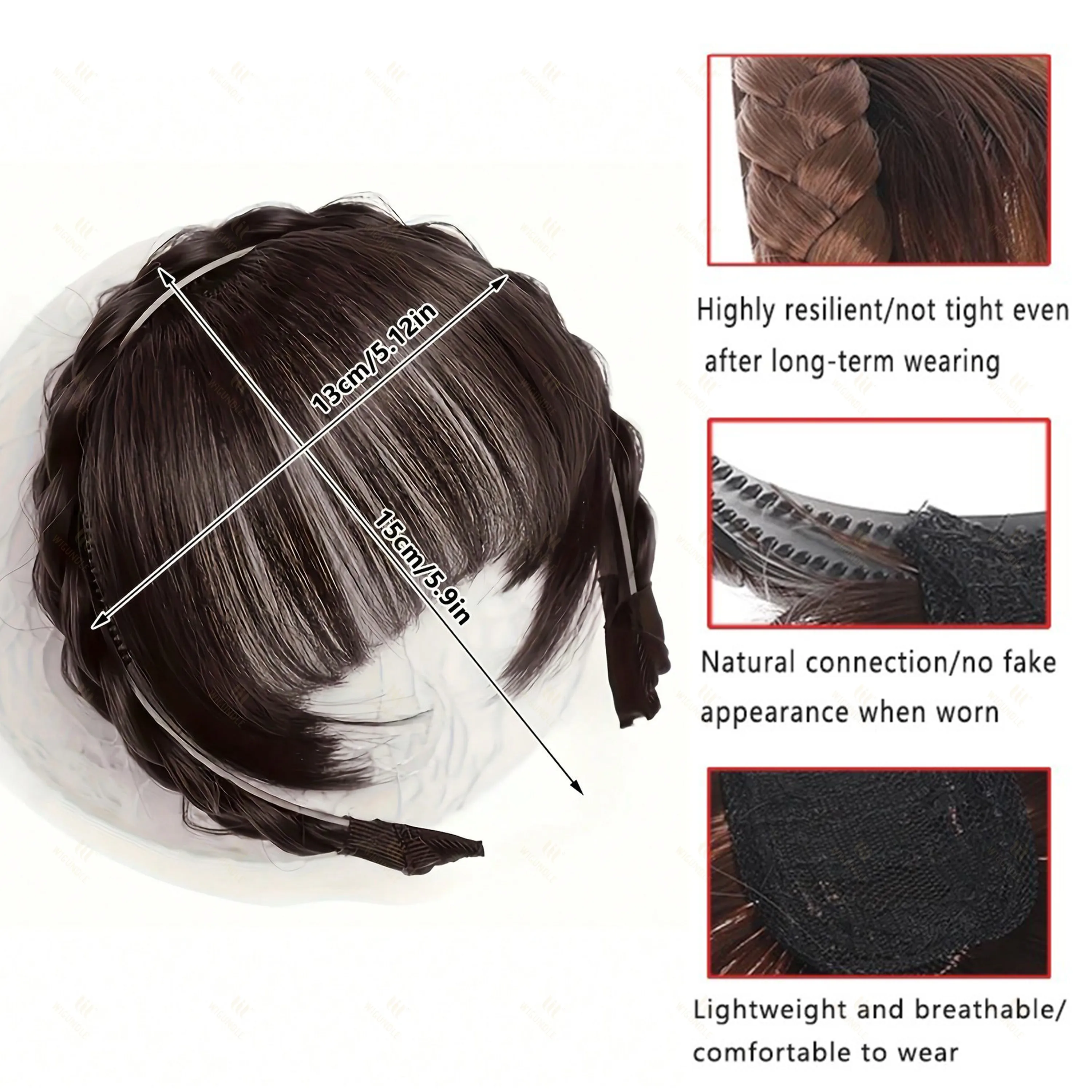 Synthetic Wigs Adjustable Headband Bangs for Women Available in Four Colors Front Hair Extensions for Daily Wear Parties Cosplay