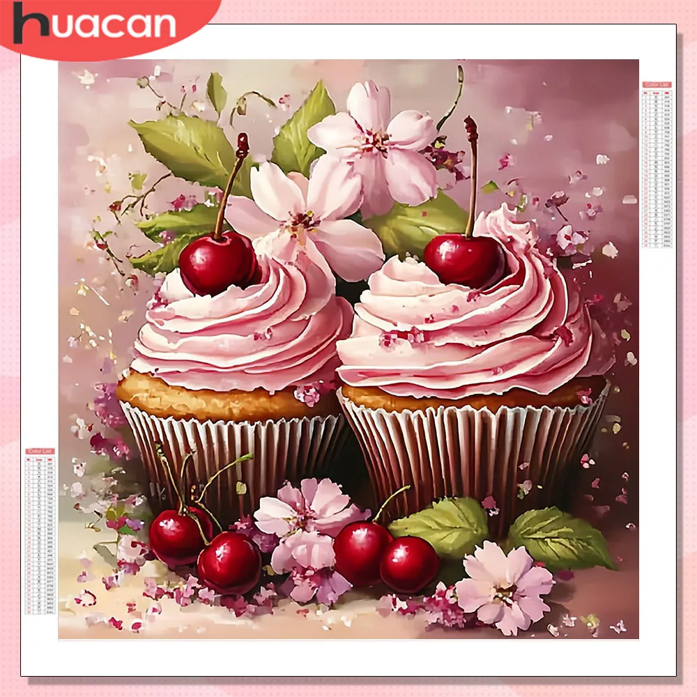 HUACAN 5D Diamant Malerei Dessert Kuchen Landschaft Diy Dekor Für Home Kirsche Obst Diamant Mosaik Kits Voll Platz Runde Bohrer