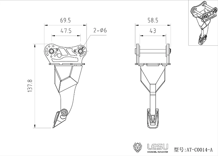 

LESU Metal Heavy Ripper Scarifier for 1/14 374F Hydraulic RC Excavator DIY Model Upgraded Parts Toy TH17145-SMT5