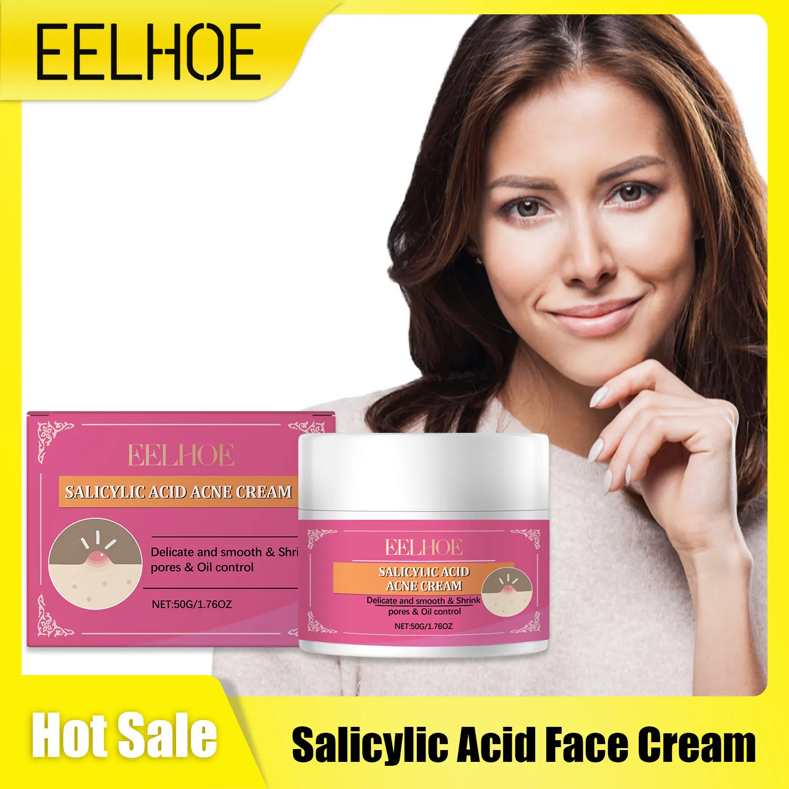 

Salicylic Acid Face Cream Smoothing Skin Oil Control Shrink Pores Blackheads Acne Treatment Lighten Melanin Pores Removal Cream