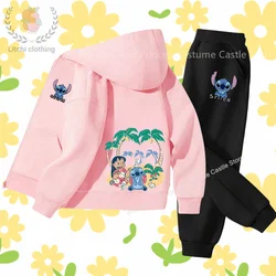 Zipper jacket set Stitch Disney Cartoon Jacket Boys Coats Children Clothing Woodstock Autumn Girls Clothes Cartoon Jeans Coat