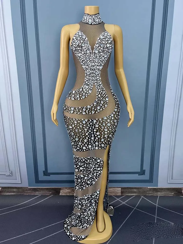 جودة عالية الساخن ختم مثير منظور شبكة الرقبة فستان معلق 2025 موضة جديدة مخصصة الملابس النسائية #4