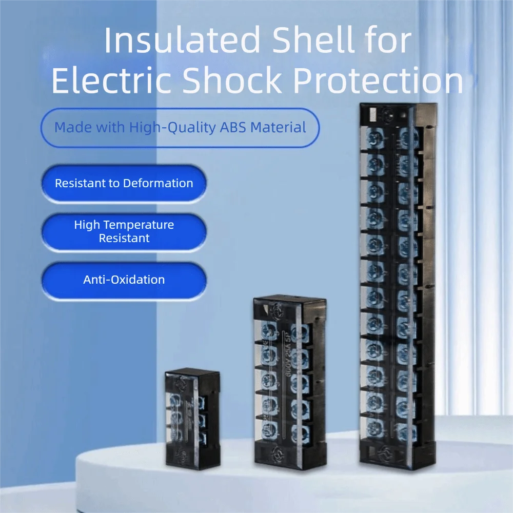 600V Screw Terminal Block 25A Current Rating Dual Row Design Barrier Strip Connector Barrier Strip Structure 3-20 Positions