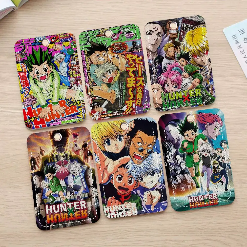 

Кожаный чехол-картхолдер для ID-карт и пропусков с брелоком и кольцом для ключей, дизайн «Аниме Hunter X Hunter»